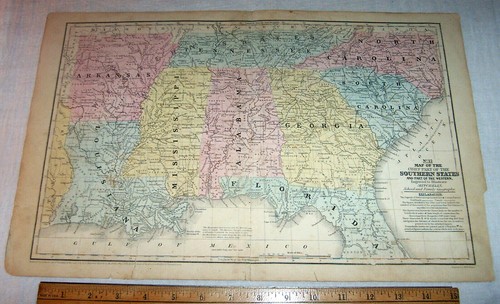 Mappa 1852 stati uniti - 1852, sud