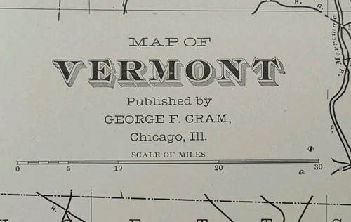 Mappa vintage 1901 vermont - mappa,