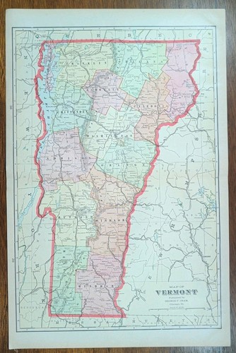 Mappa vintage 1907 vermont - mappa,