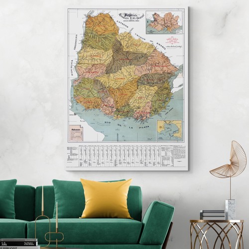 Mappa uruguay 1917 sud america - uruguay,