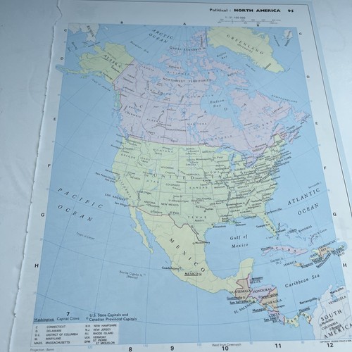 1992 mappa del nord america - mappa,