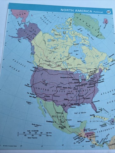1973 mappa del nord - del, america