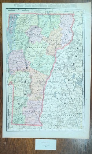 Mappa vintage 1900 vermont - mappa,
