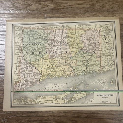 Antica mappa del connecticut - antica,