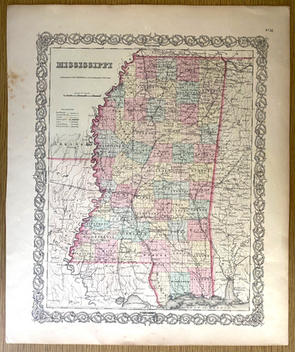 1855 mississippi antica - mississippi, mappa