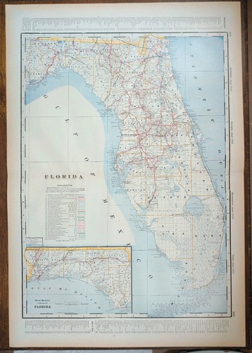 1900 florida mappa x26 - florida, 18"x26"