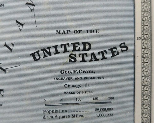 Mappa vintage 1883 stati uniti - vintage,