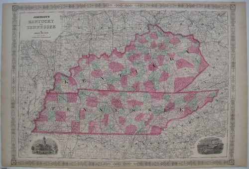 Mappa originale 1865 kentucky - originale,